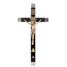 Crucifix pour prêtres en bois de rouvre et acier 36x19