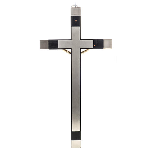Crucifix for priests in durmast wood and stainless steel 36x13cm 3
