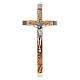 Crucifix pour pretres en bois olivier rouvre et acier 36x19 s1