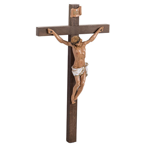 Crucifixo Fontanini cruz madeira 38x22 cm corpo pvc 3