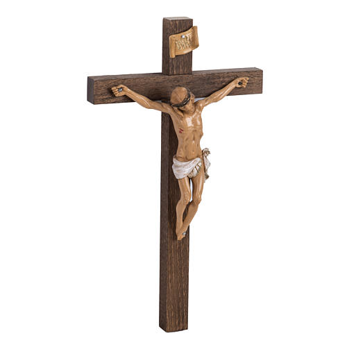 Krucyfiks Fontanini krzyż drewno 30 X 17 ciało Chrystusa pvc 3