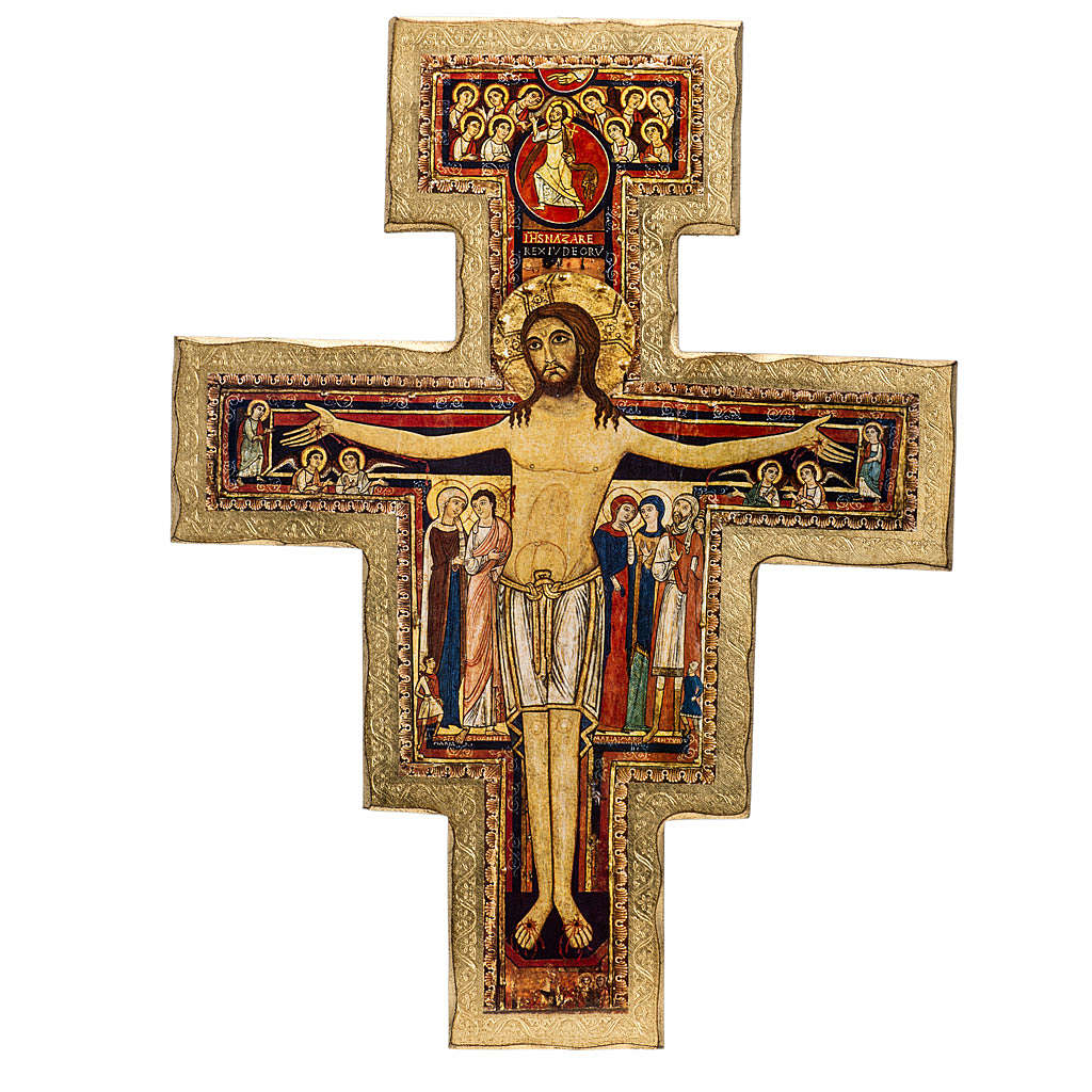 Saint Damien crucifix printed on wood online sales on HOLYART.co.uk