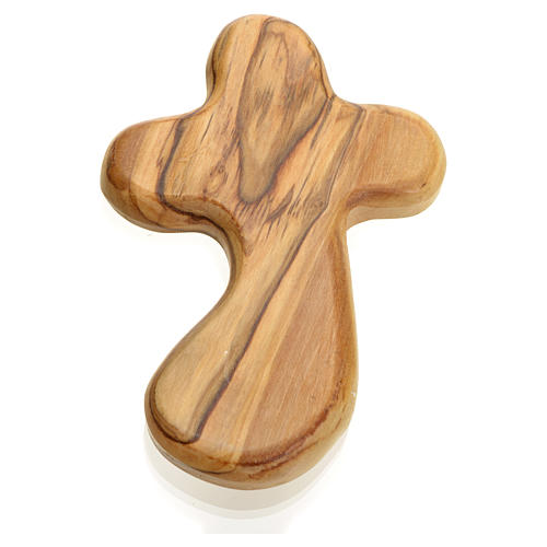 Croix de vie en bois d'olivier Terre Sainte à tenir en main 1