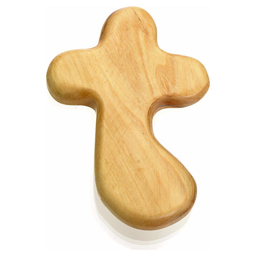 Croix de vie en bois d'olivier Terre Sainte à tenir en main 2