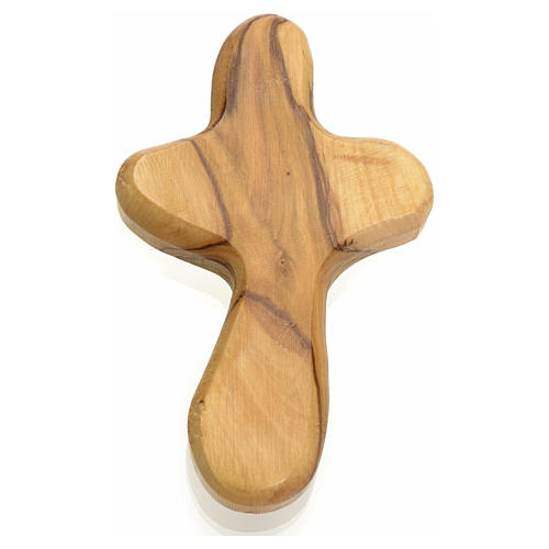 Croix de la vie stylisée en bois d'olivier Terre Sainte 1