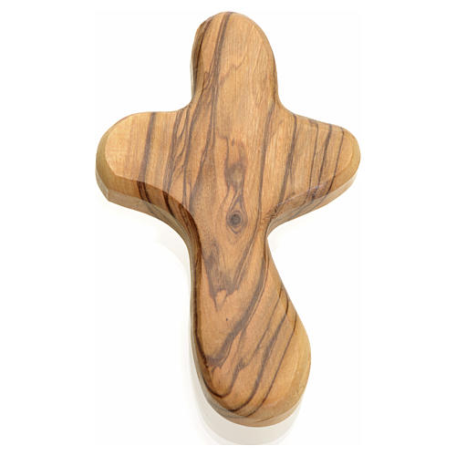 Croix de la vie stylisée en bois d'olivier Terre Sainte 2