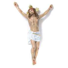 Crucifix, Agony in wood paste with elegant decorations 30cm