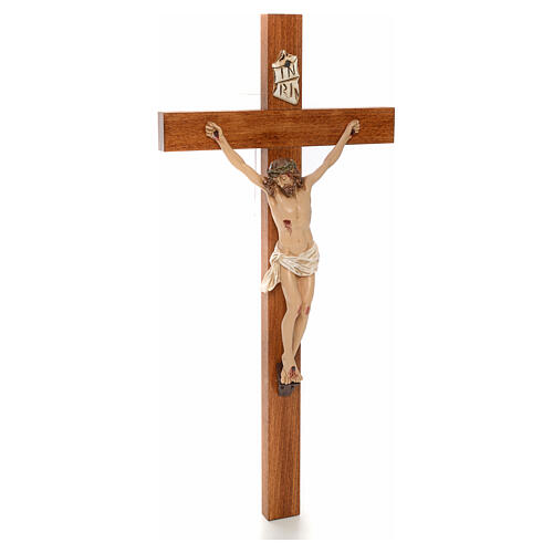 Crucifixo resina e madeira h 55 cm Landi 2