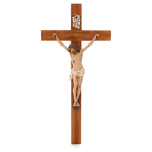 Crucifix cross in resin and wood h. 55 Landi 1