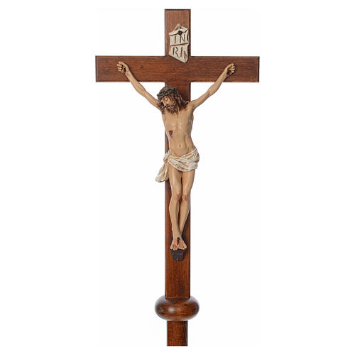 Processional cross in resin and wood 210cm Landi 3