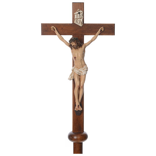 Processional cross in resin and wood 210cm Landi 1