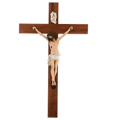 Crucifixo resina e madeira h 75 cm Landi 1