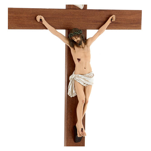 Crucifixo resina e madeira h 75 cm Landi 2