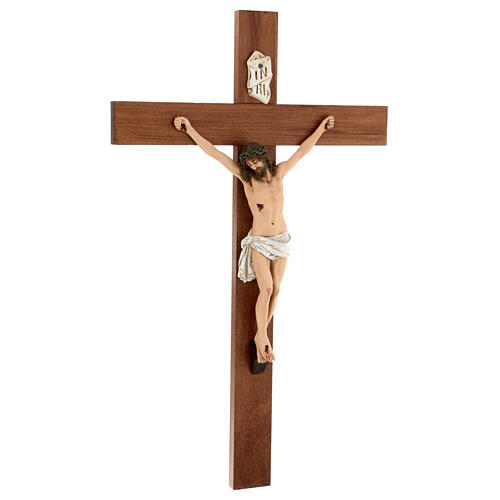 Crucifixo resina e madeira h 75 cm Landi 3