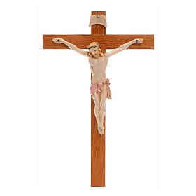 Krucyfiks Fontanini 18 X 11,5cm krzyż drewno ciało Chrystusa z porcelany