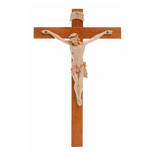 Krucyfiks Fontanini 18 X 11,5cm krzyż drewno ciało Chrystusa z porcelany 1