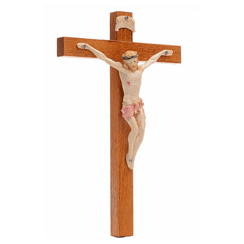 Krucyfiks Fontanini 18 X 11,5cm krzyż drewno ciało Chrystusa z porcelany 3