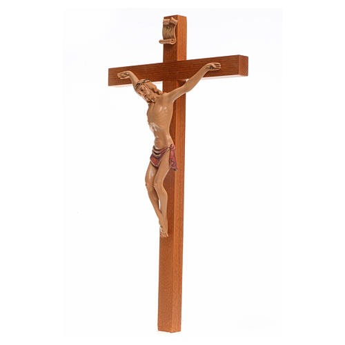 Crocefisso Fontanini 38x21 croce legno corpo pvc tipo porcellana