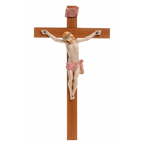 Crucifixo Fontanini 30x17 cm cruz madeira corpo efeito porcelana 1