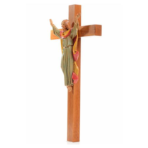 Crucifixo madeira Cristo Ressuscitado pvc Fontanini 30x17 cm 2