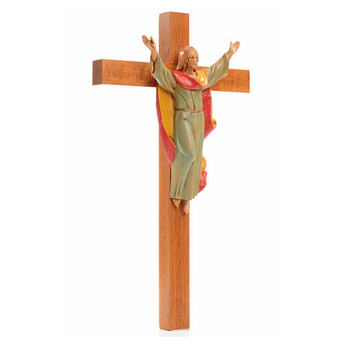 Crucifixo madeira Cristo Ressuscitado pvc Fontanini 30x17 cm 4