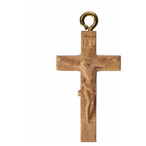 Rosenkranzkreuz aus Grödnertal-Holz, patiniert 3