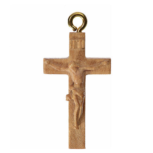 Rosenkranzkreuz aus Grödnertal-Holz, patiniert 1