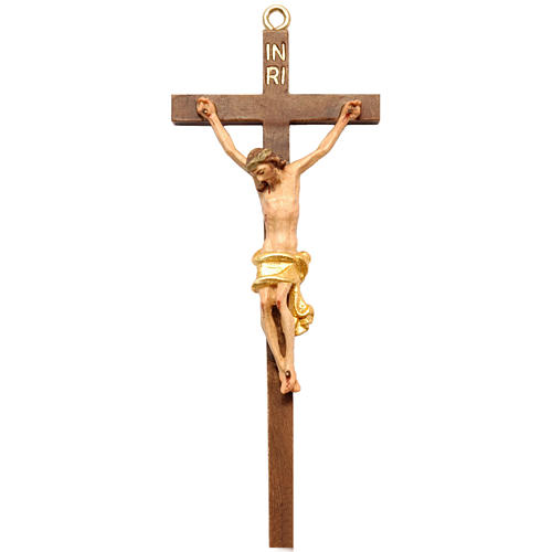 Crucifixo de uma peça 16 cm madeira Val Gardena 1