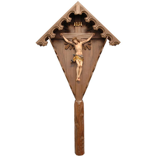 Crocefisso di campagna 90 cm (corpo 25) legno colorato Valgarden 1