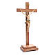 Crucifix with base, straight cross in coloured Valgardena wood s4