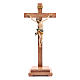 Crucifixo com base cruz recta madeira Val Gardena colorida s1