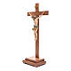 Crucifix with base, straight cross in coloured Valgardena wood s2