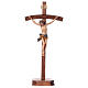 Crucifix with base, curved cross in coloured Valgardena wood s1