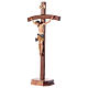 Crucifix with base, curved cross in coloured Valgardena wood s3