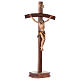 Crucifix with base, curved cross in coloured Valgardena wood s4