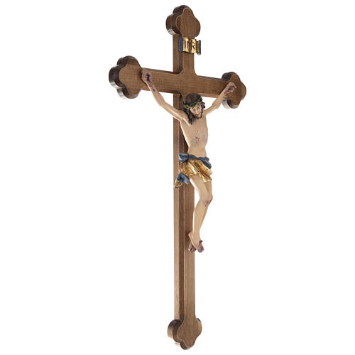Kruzifix mit dreilappigen Kreuz Grödnertal Ahornholz 4