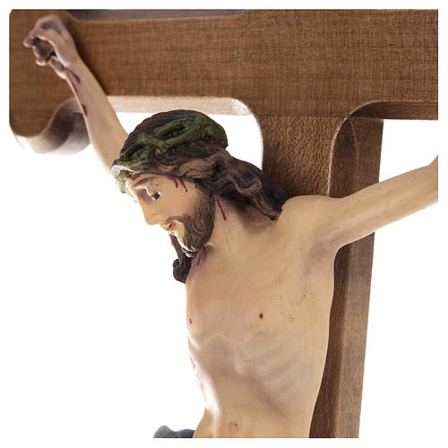 Crucifijo cruz trilobulado madera coloreada Valgardena 3