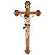 Crucifijo cruz trilobulado madera coloreada Valgardena s1
