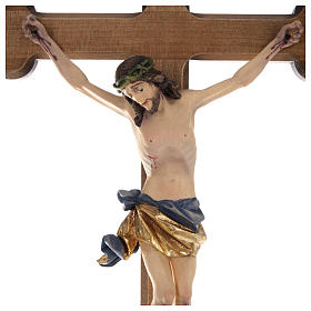 Crucifix croix trilobée bois peint Val Gardena