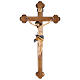 Crucifix croix trilobée bois peint Val Gardena s1