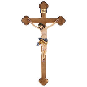Crocifisso croce trilobata legno Valgardena colorato