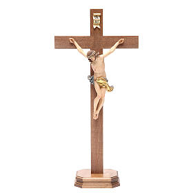 Crucifijo de mesa cruz recta madera Valgardena modelo Corpus