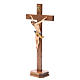 Crucifixo com base cruz recta madeira Val Gardena mod. Corpus s2
