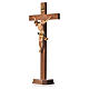 Crucifix with base, straight cross Valgardena wood Corpus model s6
