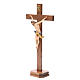 Crucifix with base, straight cross Valgardena wood Corpus model s10
