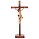 Crucifijo de mesa cruz recta tallada madera Valgardena s1