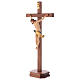 Crucifixo com base cruz recta esculpida madeira Val Gardena s3