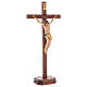 Crucifixo com base cruz recta esculpida madeira Val Gardena s4