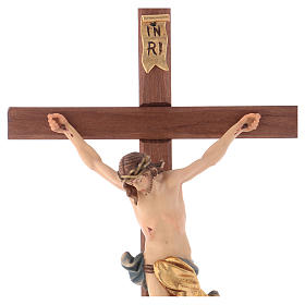 Table crucifix with base, straight decorated cross in Valgardena