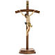 Table crucifix with base, curved cross in coloured Valgardena wo s1